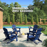 Folding Adirondack Chair Set of 4, HDPE All-Weather Outdoor Chair with Cup Holder, Wooden Textured, Fire Pit Chair - Photo 2
