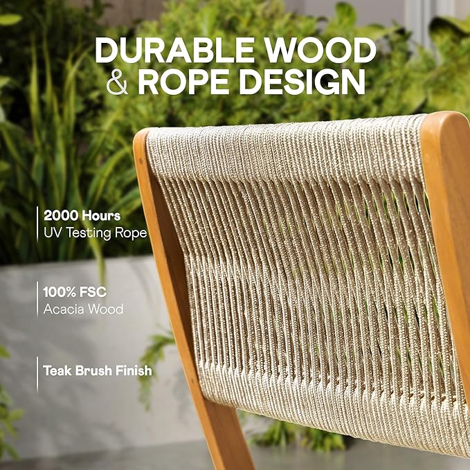 Idzo Wood Rope Design Bistro Chairs - Photo 4