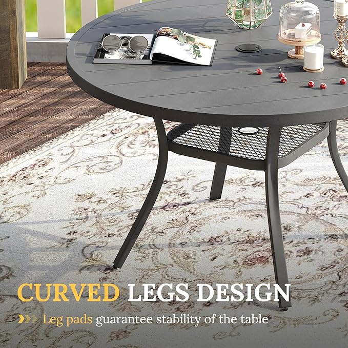 VICLLAX 47.2" Outdoor Round Patio Table for Lawn Garden - Photo 4