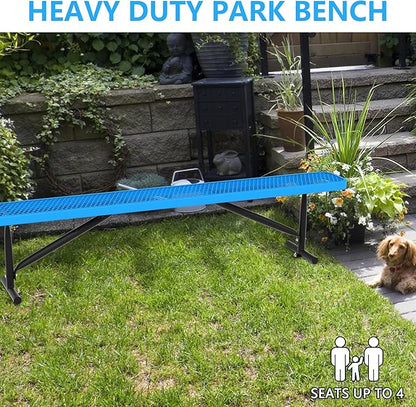 8FT Outdoor Bench, Metal Park Bench for Sitting Area Convert a Bench Heavy-Duty School Benches Commercial Rectangular Bench for Patio Porch Backyard Sports Church Locker Room Shopping Centers