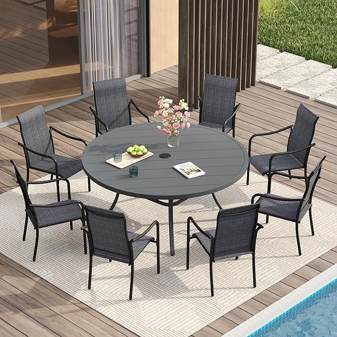 VICLLAX 53" Outdoor Round Patio Table for Lawn Garden - Photo 6