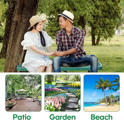 4 Ft Metal Park Benches for Outside, Outdoor Backless Bench with Thermoplastic Coating, Portable Frame, Commercial Expanded Metal Mesh Bench for Shopping Mall, Store, Park, Patio, Deck, Green