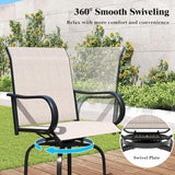 Tangkula Outdoor Swivel Bar Stools Set of 2, Bar Height Tall Patio Chairs with Armrests & High Back - Photo 6