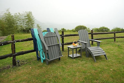 nevilywood HDPE Folding Ottoman - Adirondack Chair Footrest – Weather Resistant, Wood-Grain, Low-Maintenance-, Garden Patio Porch – Grey
