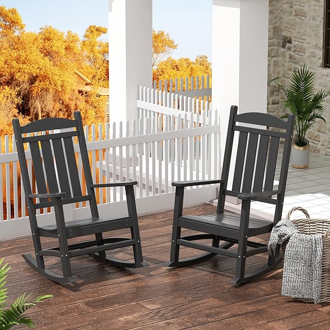 WestinTrends Malibu 3-Piece Set Outdoor/Patio Rocking Chairs (2 Seater), Gray
