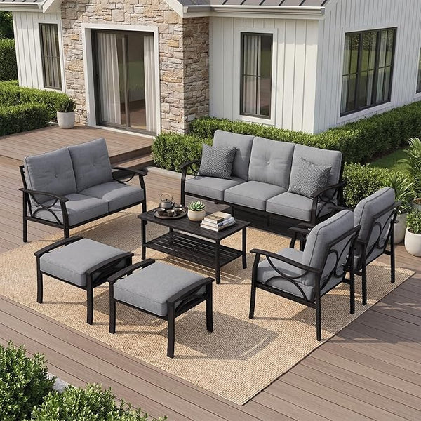 RoyalCraft Outdoor Patio Furniture Set, 9 Seats Outdoor Patio Set with 4" Thick Cushion - Photo 1