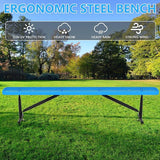 8 Feet Outdoor Steel Bench, Blue Heavy Duty Metal Park Bench for Outside, Weatherproof Dock Bench - Photo 4