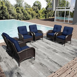 Joyside Wicker Patio Chairs, 6 Piece Rattan Outdoor Furniture with Thickened Cushions, High Back, Deep Seating - Photo 1