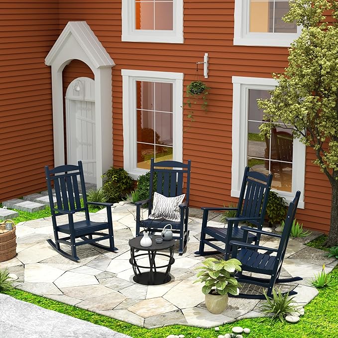 WestinTrends Malibu Outdoor/Patio Rocking Chair, Navy Blue