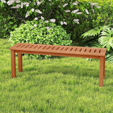 Giantex 47" Outdoor Bench with Slatted Seat, 705Lbs Capacity, Solid Wood Frame, Teak Oil Finish - Photo 9