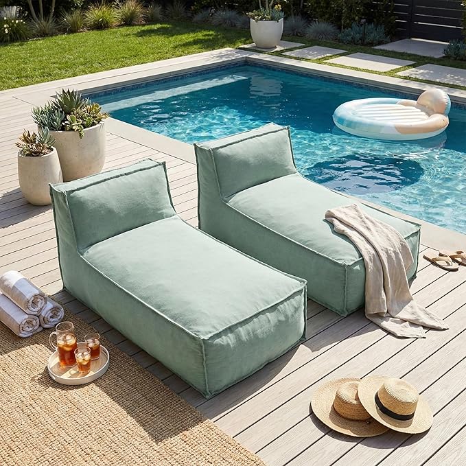 Christopher Knight Home Natty Outdoor Bean Bag Chair Set of 2, Fabric Bean Bag Chair for Adults and Kids - Photo 4