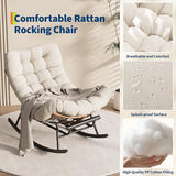 Outdoor Rocking Chair with Footrest, Oversized Patio Papasan Chairs with Cushion - Photo 5