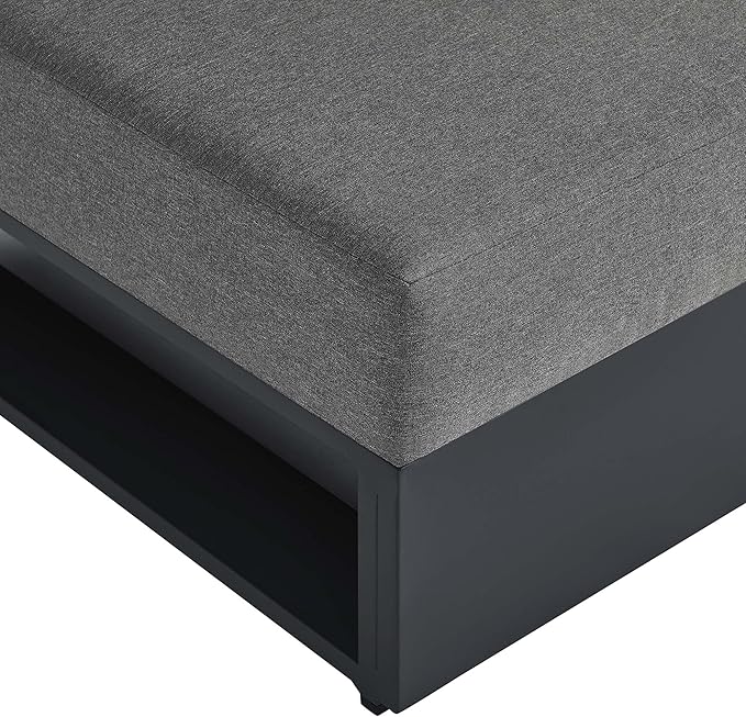 Modway Tahoe Aluminum Armless Patio Gray Charcoal Modular Weather-Resistant Cushions-Perfect as Club Outdoor Lounge Chair