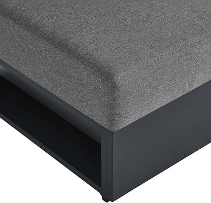 Modway Tahoe Aluminum Armless Patio Gray Charcoal Modular Weather-Resistant Cushions-Perfect as Club Outdoor Lounge Chair