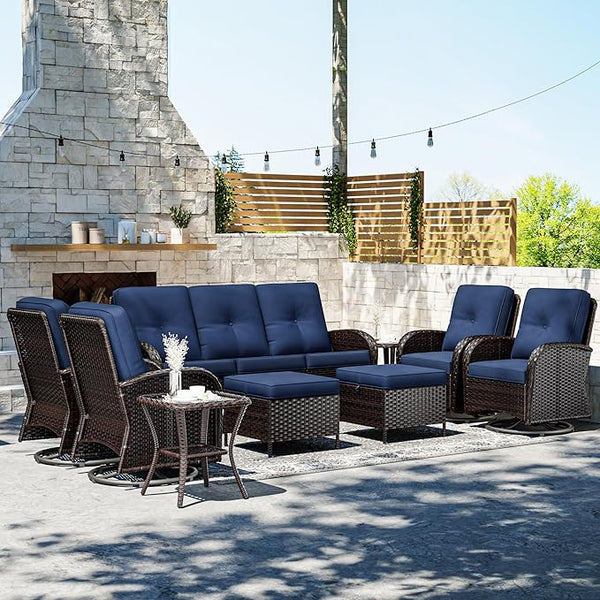 Joyside Wicker Patio Furniture Set, 9 Piece Outdoor Furniture Set with Thickened Cushions, High Back, Deep Seating - Photo 1