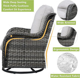 Rilyson Wicker Rocking Chair Swivel Chairs - 3 PC Rocker Patio Furniture Set Rattan Rocking Bistro Sets with Glass Top - Photo 4