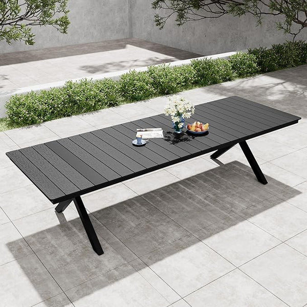 Pellebant 118" Outdoor Dining Table for 8-12, 10ft Aluminum Patio Table with Umbrella Hole - Photo 1