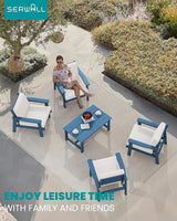 SERWALL Outdoor Patio Furniture Set, 5 Piece HDPE Patio Conversation Sets - Photo 9