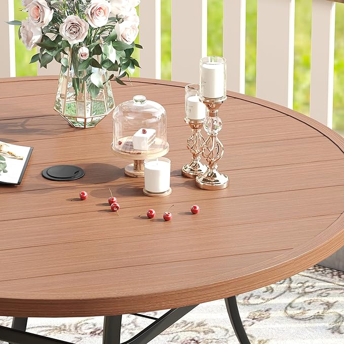 VICLLAX 53" Outdoor Round Patio Table for Lawn Garden - Photo 4