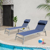 Domi Patio Chaise Lounge Set of 3, Aluminum Pool Lounge Chairs with Side Table - Photo 1