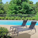 Domi 3 Pieces Adjustable Chaise Lounge Set Outdoor Patio Lounge Chair All Weather Five-Position Recliner Chair Set - Photo 1