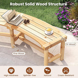Tangkula Patio Curved Bench Set of 4, Solid Wood Fire Pit Bench for 2-3 People, Outdoor Backless Loveseat for Backyard - Photo 6