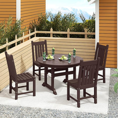 Costaelm Armless Outdoor Chair, Patio Adirondack Chair, HDPE Poly Lumber Waterproof Restaurant Bistro Kitchen Dining Chair for Outside Porch Backyard Garden, Dark Brown
