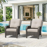 Patio Chairs Set of 2, Outdoor Wicker Patio Furniture Set with Thickened Olefin Cushions, High Back and Deep Seating - Photo 7