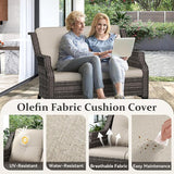 Outdoor Patio Loveseat, All-Weather 2-Seater Wicker Loveseat with Cushions, Outdoor Patio Love Seat Sofa for Garden - Photo 3