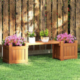 HAPPYGRILL Outdoor Bench with 2 Raised Garden Beds, 2-in-1 Outdoor Planter Box with Teak Oil Finish, Open-Ended Base - Photo 9
