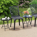 Tangkula Round Folding Side Table, 18 Inch Patio Coffee Table with Tempered Glass Tabletop and Metal Frame - Photo 2