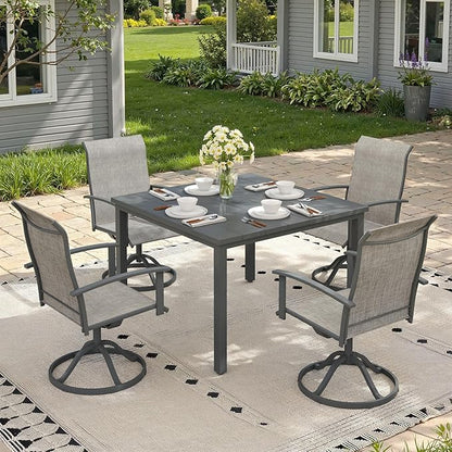 Outdoor Dining Table with Adjustable Umbrella Hole, 40.2" All-Weather Square Patio Dining Table for 4, Metal Patio Table for Garden Lawn Porch Deck Yard, Dark Grey