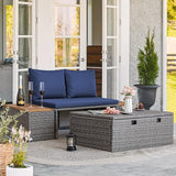 Greesum Patio Furniture Set Multifunctional Outdoor Sectional Sofa Rattan Chaise Lounge Wicker Daybed with Couch - Photo 3