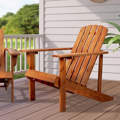 JONATHAN Y PAT1002A Westport Outdoor Patio Traditional Acacia Wood Adirondack Chair for Garden, Lawn, Backyard, Pool, Deck, Beach, Firepit, Light Brown