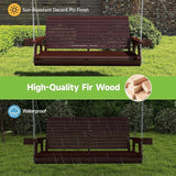 Real Relax Front Porch Swing, Wooden 2-Seater Outdoor Hanging Patio Swing Chair with Cup Holders - Photo 6