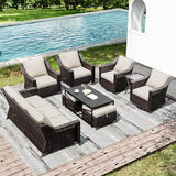 Joyside Wicker Patio Furniture Sets, 9 Pieces Upgraded Large Size Outdoor Furniture with Swivel Rocking Patio Chairs - Photo 6