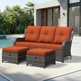 Joyside Outdoor Patio Couch Set, Outdoor Wicker Sofa with High Back, Deep Seating, Wide Armrest, Thickened Cushions - Photo 2