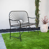 XBrand 44" L Iron Sun-Patterned Seat for Two, Patio & Porch Furniture for Park, Yard, Lawn, Balcony, Backyard – Black - Photo 2