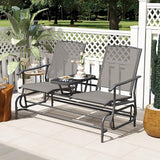 Tangkula 2 Person Swing Glider Chair, Patio Rocking Loveseat w/Center Tempered Glass Table - Photo 4