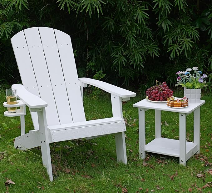 Outdoor Adirondack Chair, Weather-Resistant HIPS Patio Lounge Chair, 1Pcs Fixed Seating for Porch, Garden, Deck, Backyard