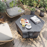 UPHA 35" Hexagon Outdoor Coffee Table, Modern Hollow Concrete Patio Table - Photo 1