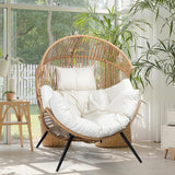 JAMFLY Wicker Egg Chair - Rattan Patio Chair with Cushion, Indoor-Outdoor Lounge Egg Basket Seat for Living Room - Photo 1