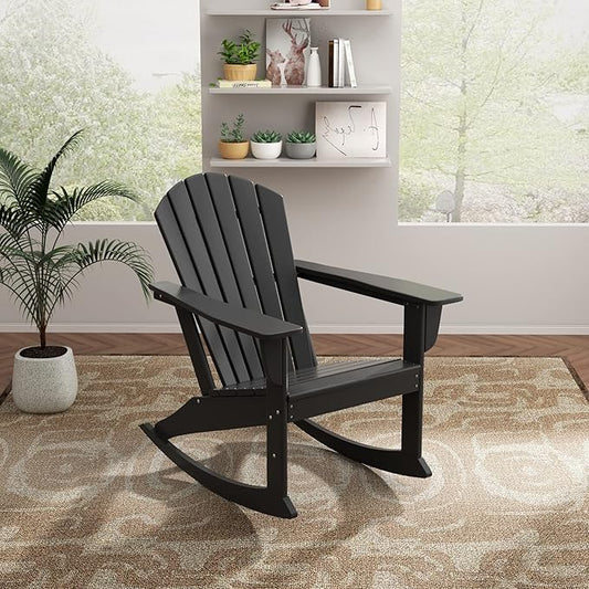 WO WESTIN OUTDOOR HDPE Altura Outdoor Rocking Poly Adirondack Chair, Gray