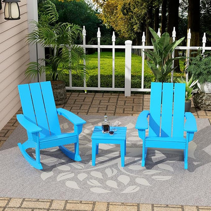 Costaelm Small Outdoor Side Table, Patio End Table Weather Resistant Outdoor Coffee Table, Square Conversation Table for Indoor, Porch, Balcony, Garden, Poolside, Deck, Pacific Blue
