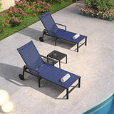 PURPLE LEAF Patio Chaise Lounge 4 Pieces Aluminum Recliner Chair with Wheels and Armrests Lounger for Pool Lawn Navy - Photo 1