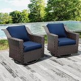 Joyside Swivel Patio Chairs Set of 2, Wicker Patio Furniture with Wide Armrest and Thick Cushions - Photo 7