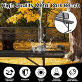 6 FT Heavy Duty Park Bench, Outdoor Metal Black Bench with Back-Commercial Steel Benches for Outside - Photo 6