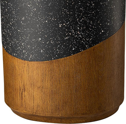 Giltzhome 17.25" H Decorative Garden Stool, Faux Terrazzo End Table Planter Stand Accent Table for Garden Patio Lawn Home Indoor Outdoor, Black