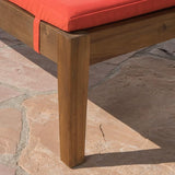 Christopher Knight Home Perla Outdoor Chaise Lounge with Water Resistant Cushion, Teak Finish / Orange - Photo 8