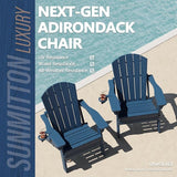 Folding Adirondack Chair Set of 2 with Cup Holders & Ottomans, HDPE All Weather Resistant Plastic Outdoor Patio Chairs - Photo 4